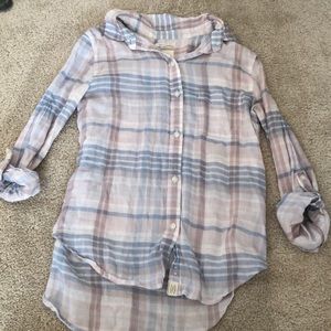 Blush American Eagle Plaid Button Down